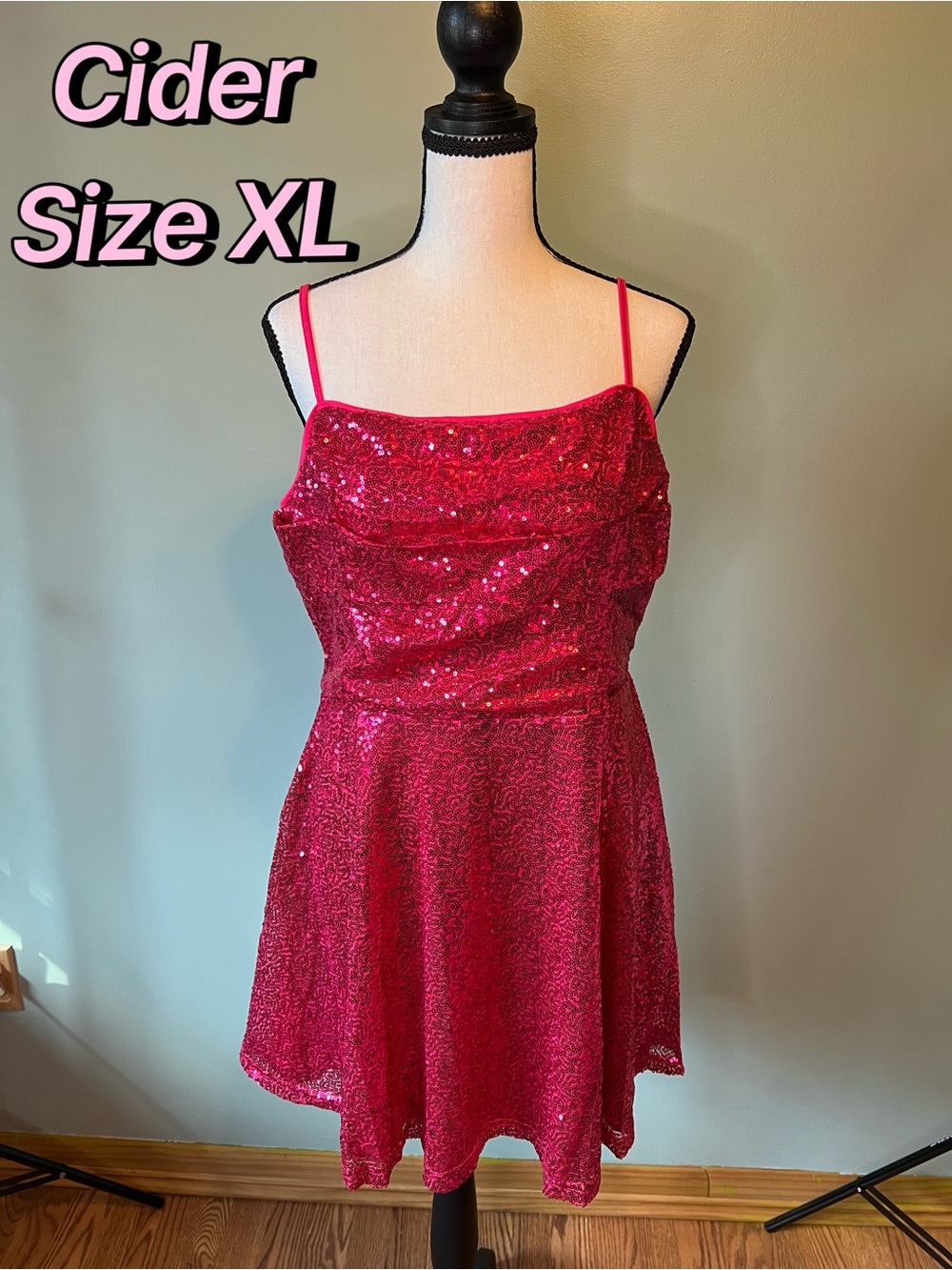 Cider Sequin Hot Pink Party Dress Size XL